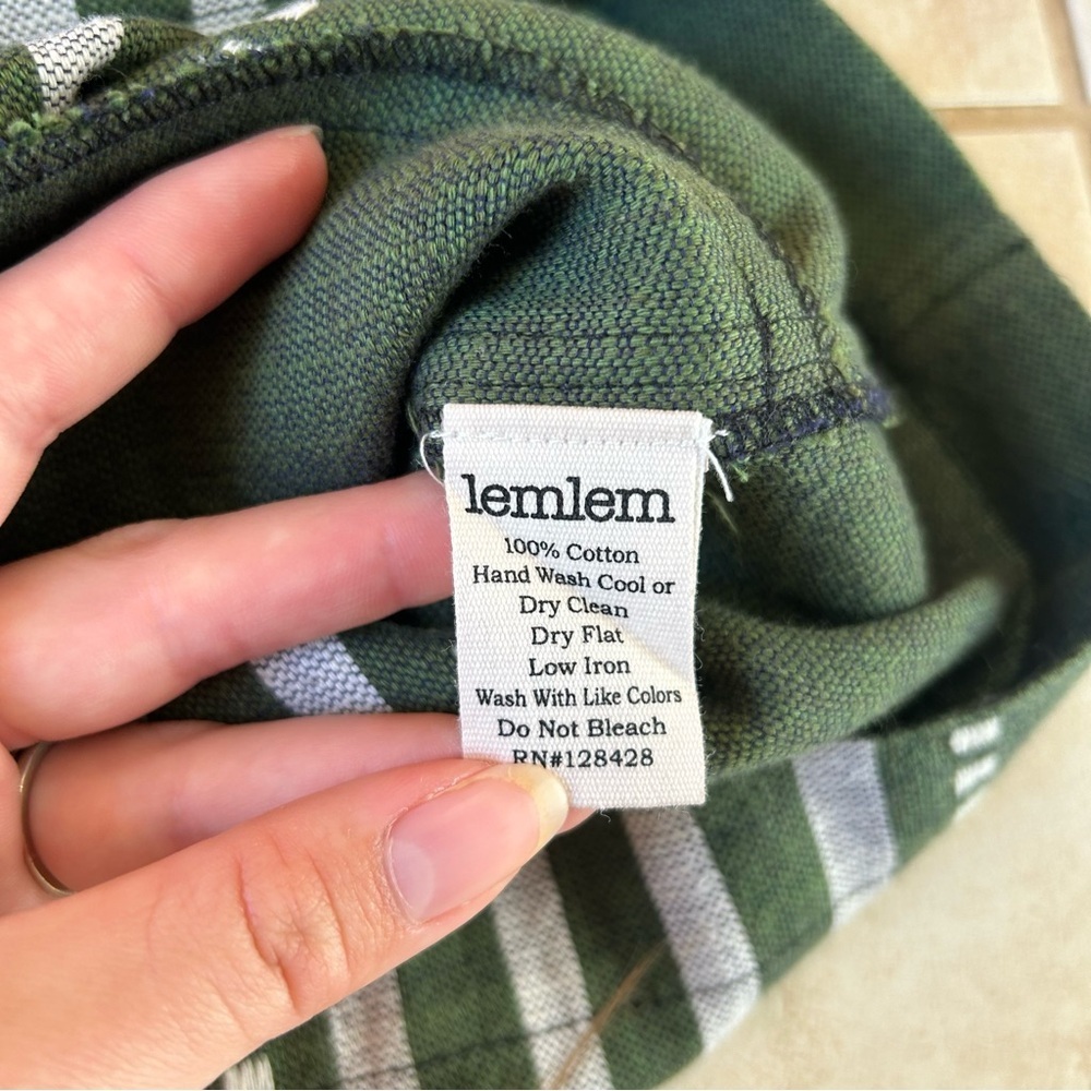 Lemlem High Waist Shorts Green White Stripes Bohemian Granola Nature Outdoor MED - Picture 5 of 7